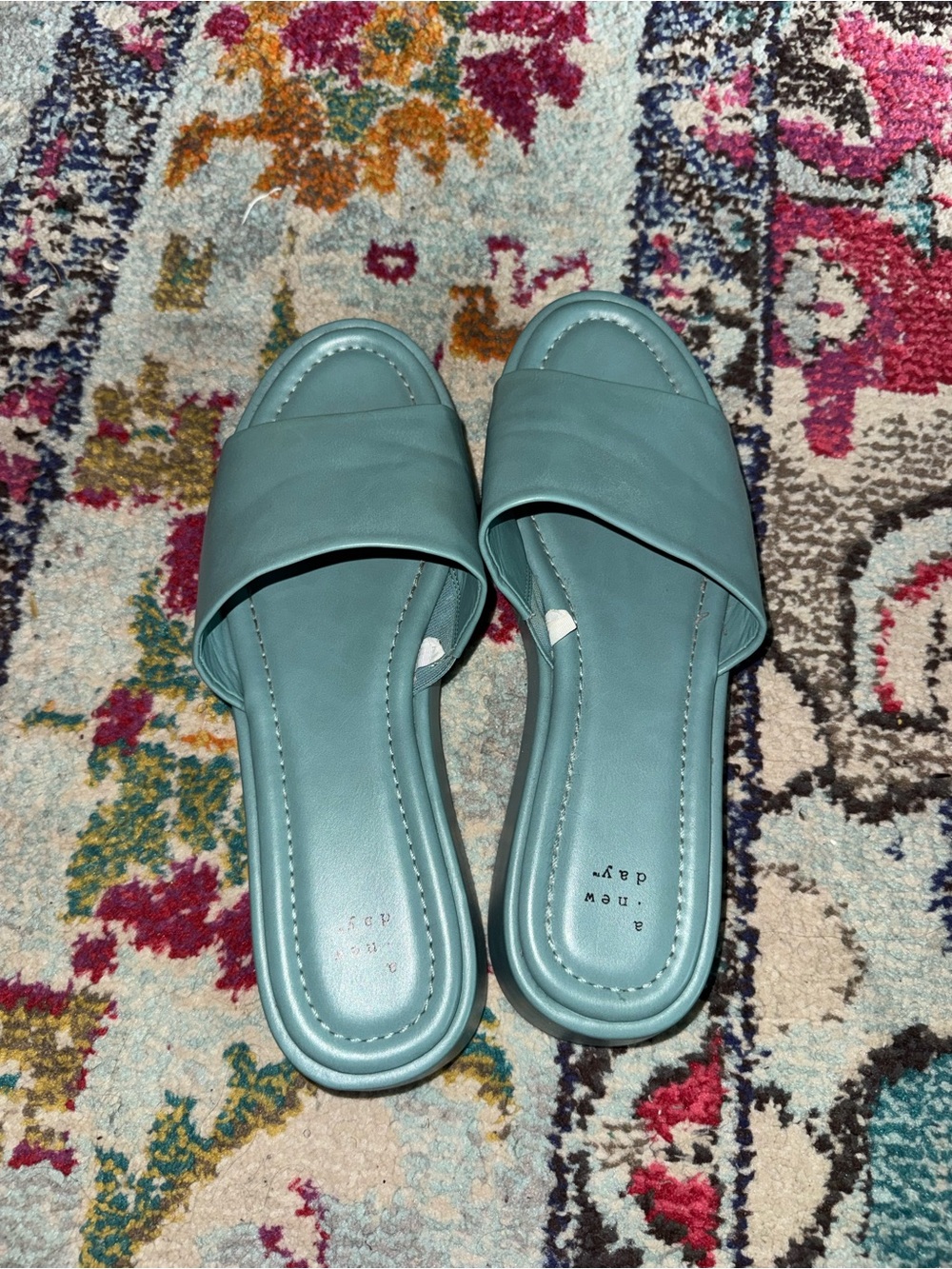 Teal Slide Platform Sandal